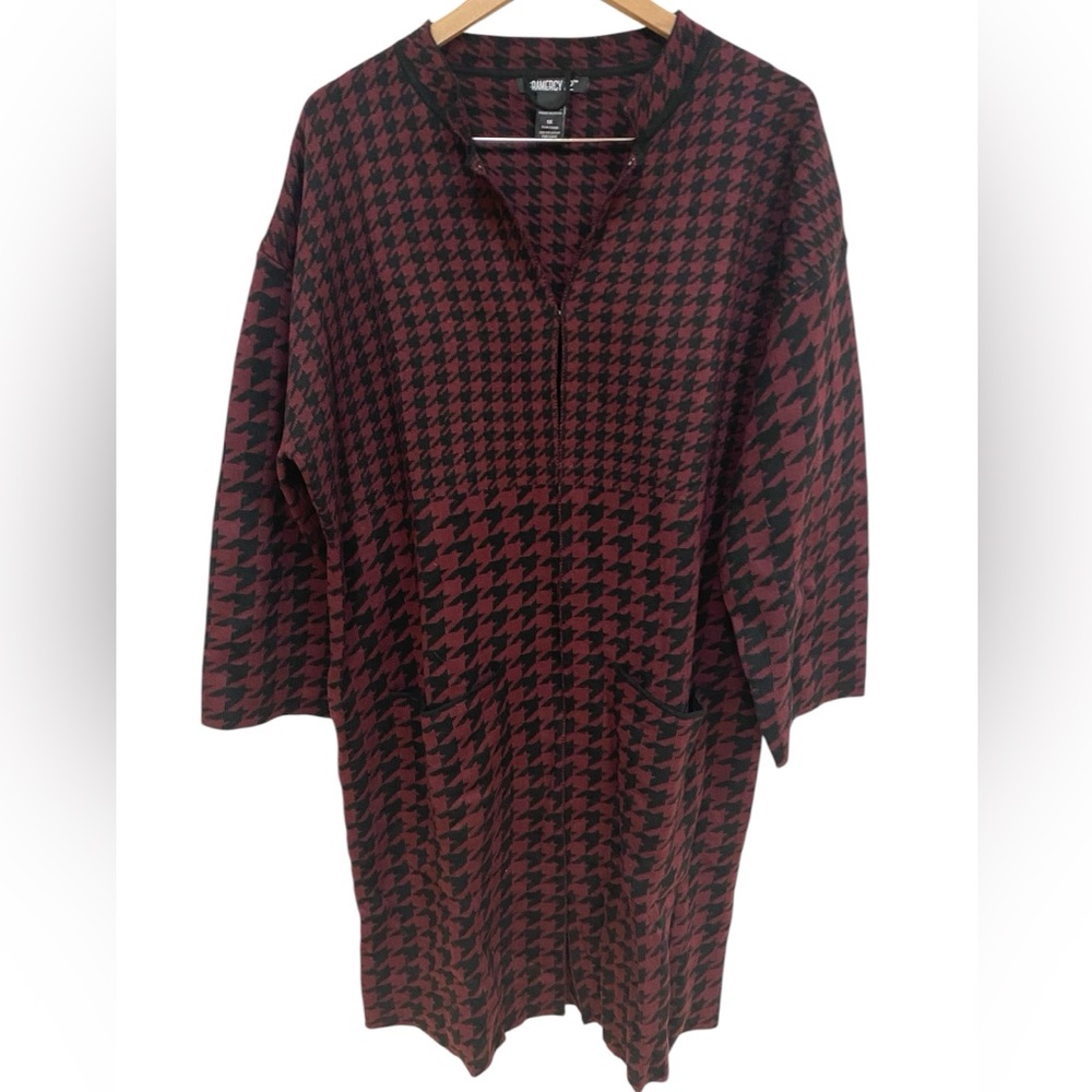 Sweater Knit Gramercy22 Houndstooth Duster w/Waist Tie Size 1X NWOT